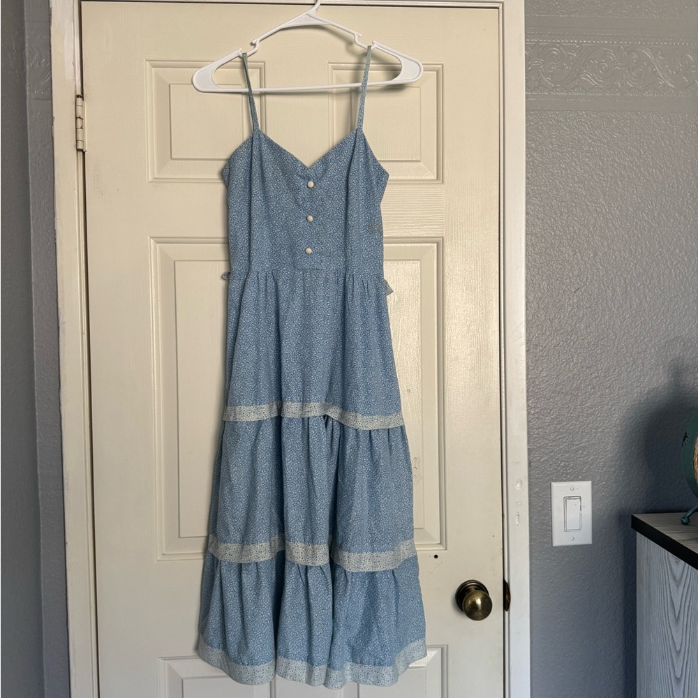 Billabong Blue and White Spaghetti Strap Dress